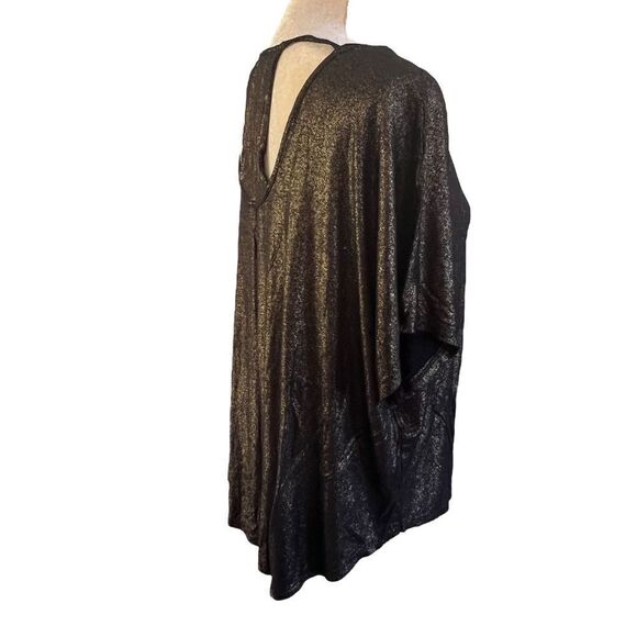 Juicy Couture Shimmering Metallic Short Sleeve Top with Open Back Detail Blouse - Picture 6 of 14